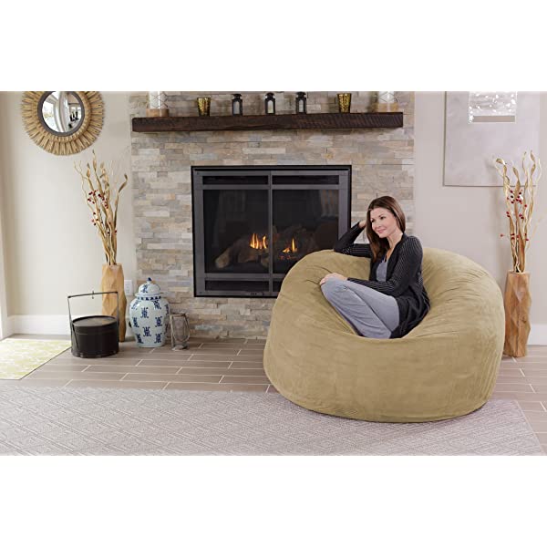 Chill Sack Bean Bag Chair: Giant 5' Memory Foam Furniture Bean Bag - Big Sofa with Soft Micro Fiber Cover - Navy Microsuede - Navy