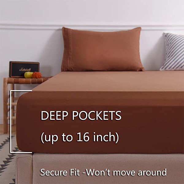 LBRO2M Bed Sheet Set Queen Size 16 Inches Deep Pocket 1800 Thread Count 100% Microfiber Sheet,Bedding Super Soft Comfortable, Cool Warm,4 Piece（Dark Grey） Dark Grey Queen