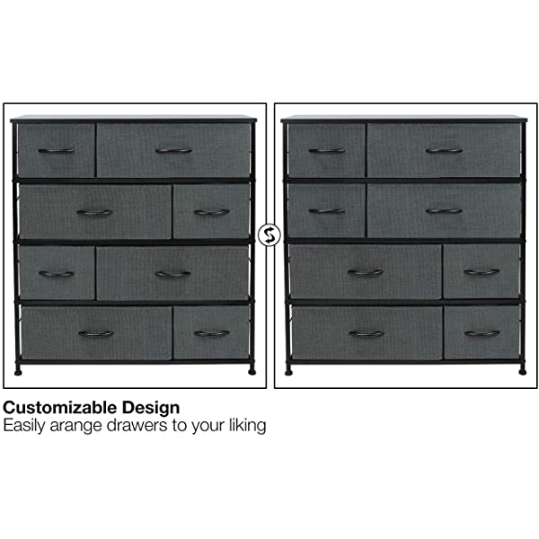 Sorbus Dresser with 8 Drawers - Furniture Storage Chest Tower Unit for Bedroom, Hallway, Closet, Office Organization - Steel Frame, Wood Top, Easy Pull Fabric Bins (White)