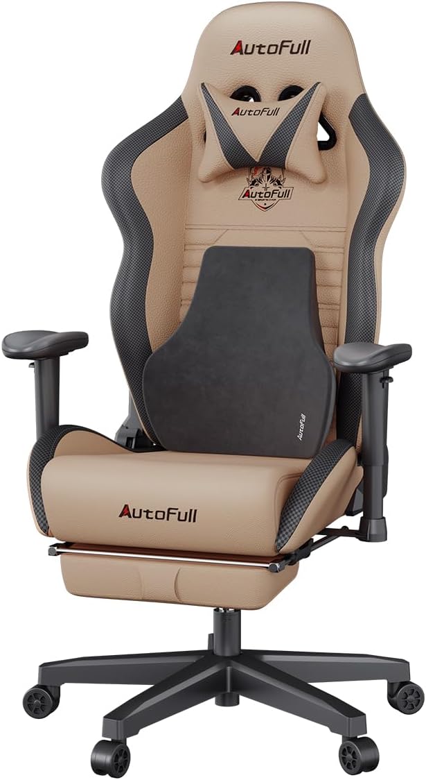 AutoFull C3 Gaming Chair Ergonomic Office Chair with 3D Bionic Lumbar Support, Racing Style Premium PU Leather Computer Chair Gamer Chairs with Footrest and Headrest(3-Years Warranty)