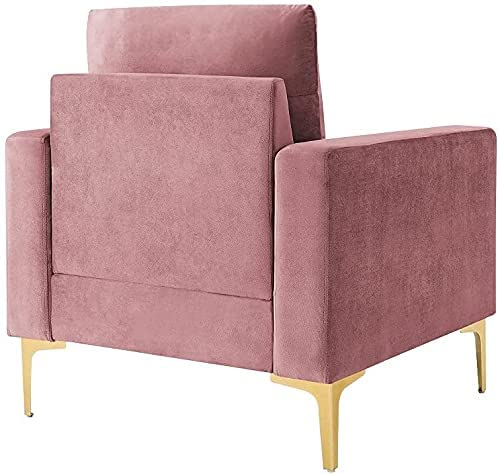 Hbaid velvet decorative chair, sofa chair comfortable single sofa high back club armchair, suitable for bedroom reading mid-century modern living room chair (rose)