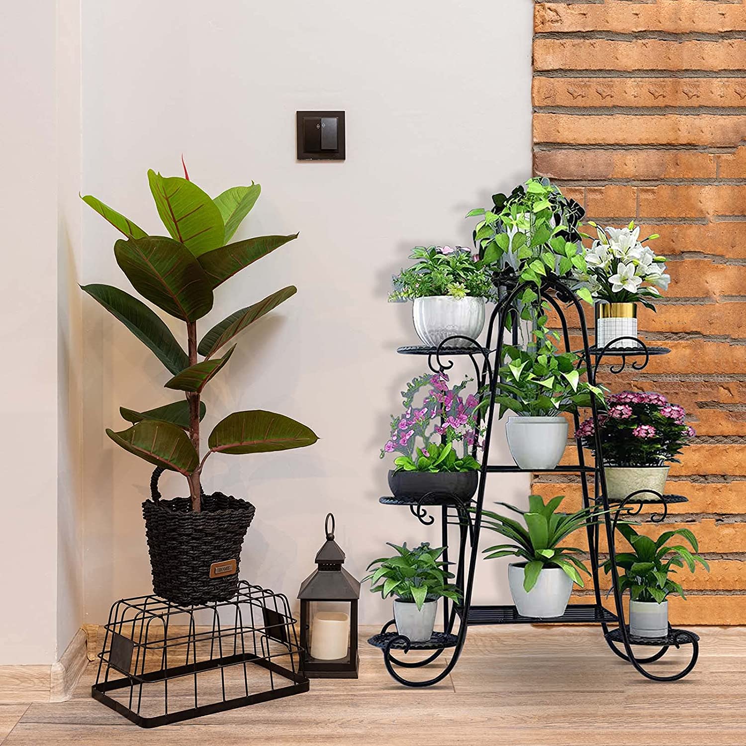 CNNINGYI metal plant stand, 9-layer flower stand, indoor high plant stand