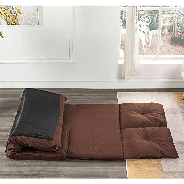 Harper&Bright Designs Folding Lazy Sofa Floor Chaise Lounge Chair Futon with Back Support, Beige