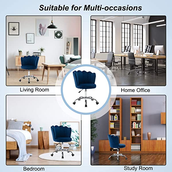 MTFY Modern Home Office Swivel Chair, Shell Desk Chair with Adjustable Height, Upholstered Ergonomic Computer Desk Chair Leisure Task Chair Accent Armchair for Office, Living Room,Bedroom (Beige)