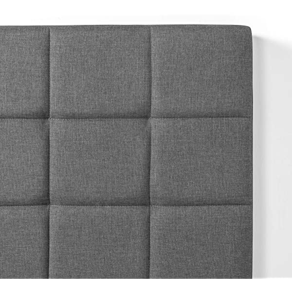 ZINUS Lottie Upholstered Platform Bed Frame / Mattress Foundation / Wood Slat Support / No Box Spring Needed / Easy Assembly, Grey, Queen Grey Queen Standard