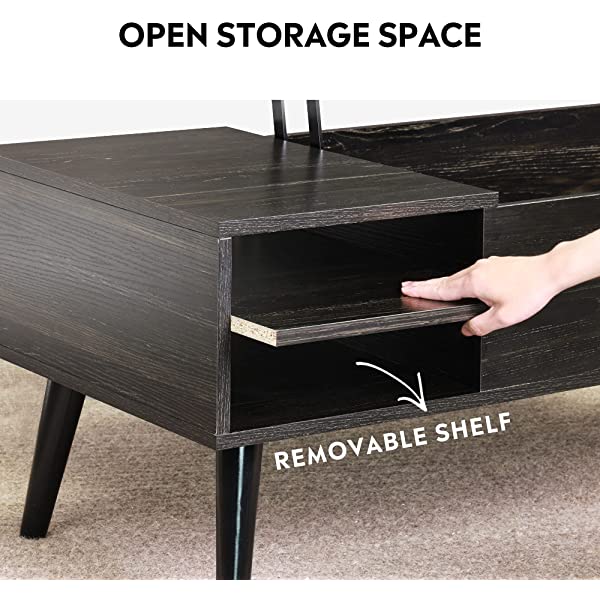 WLIVE Wood Lift Top Coffee Table with Hidden Compartment and Adjustable Storage Shelf, Lift Tabletop Dining Table for Home Living Room, Office, Rustic Oak