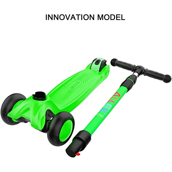 Allek Kick Scooter B03, Lean 'N Glide 3-Wheeled Push Scooter with Extra Wide PU Light-Up Wheels, Any Height Adjustable Handlebar and Strong Thick Deck for Children from 3-12yrs (Rose Pink)