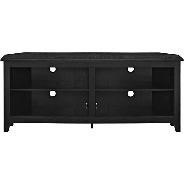 Walker Edison Wren Classic 4 Cubby TV Stand for TVs up to 65 Inches, 58 Inch, Black Black 58 InchTV Stand