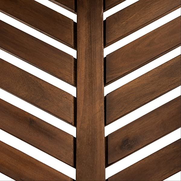 Walker Edison 5 Person Outdoor Wood Chevron Patio Furniture Dining Set Table Chairs Bench All Weather Backyard Conversation Garden Poolside Balcony, 4 Piece, Brown Brown 4 Piece Dining Set