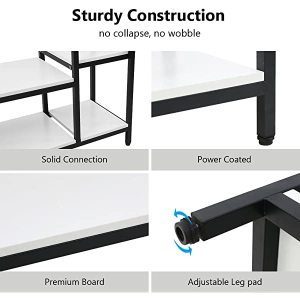 LITTLE TREE Free-Standing Closet Organizer, Heavy Duty Clothes Closet, Portable Garment Rack with 6 Shelves and Hanging Rod, Black Metal Frame&Rustic Board Finish Vingte &Black