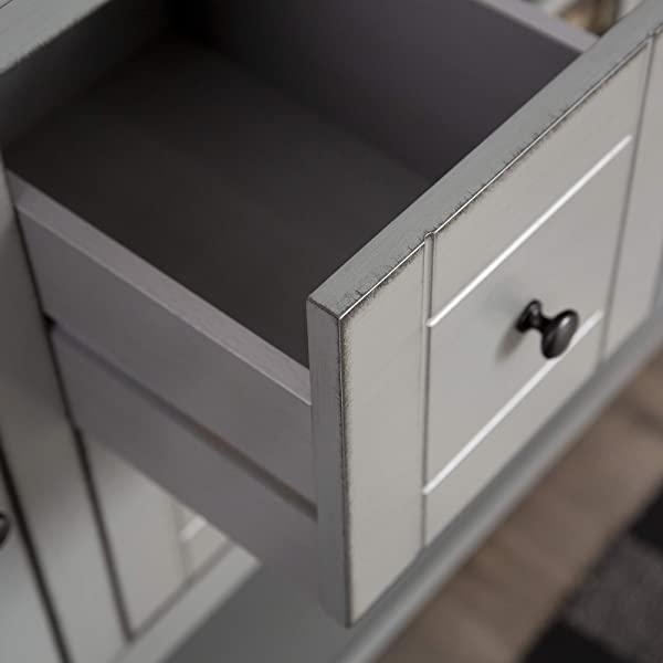 Walker Edison Charlotte Classic Glass Door Storage Buffet, 52 Inch, Espresso Espresso 52 Inch