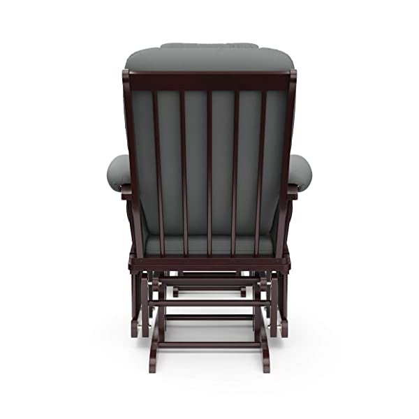 Storkcraft Tuscany Custom Glider and Ottoman with Free Lumbar Pillow, Black/Grey, Cleanable Upholstered Comfort Rocking Nursery Chair with Ottoman Black/Gray