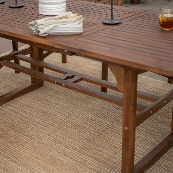 Walker Edison 5 Person Outdoor Wood Chevron Patio Furniture Dining Set Table Chairs Bench All Weather Backyard Conversation Garden Poolside Balcony, 4 Piece, Brown Brown 4 Piece Dining Set