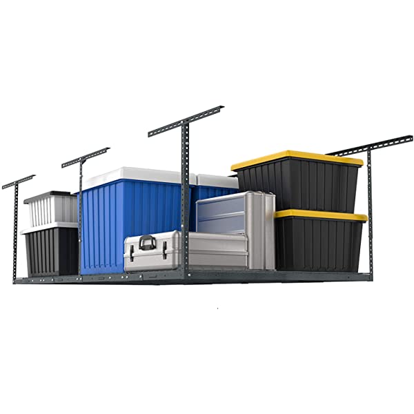 FLEXIMOUNTS 4x8 Overhead Garage Storage Rack Adjustable Ceiling Garage Rack Heavy Duty, 96