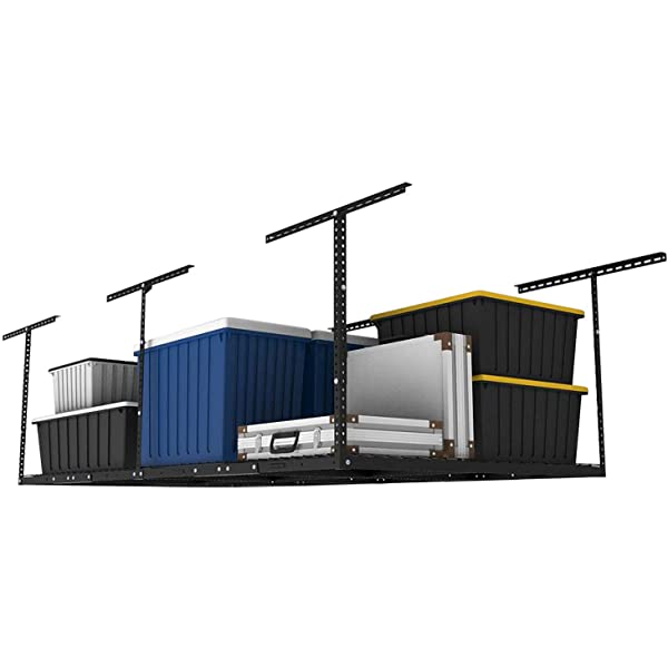 FLEXIMOUNTS 4x8 Overhead Garage Storage Rack Adjustable Ceiling Garage Rack Heavy Duty, 96