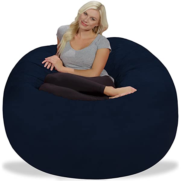 Chill Sack Bean Bag Chair: Giant 5' Memory Foam Furniture Bean Bag - Big Sofa with Soft Micro Fiber Cover - Navy Microsuede - Navy