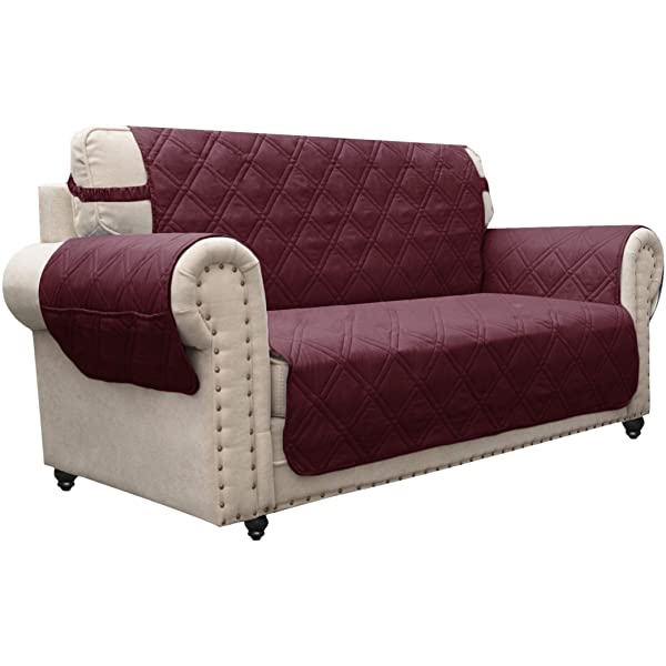 Ameritex Loveseat Cover Water-Resistant Quilted Furniture Protector with Back Nonslip Paws Slipcover for Dogs, Kids, Pets Loveseat Slipcover Stay in Place for Leather (46