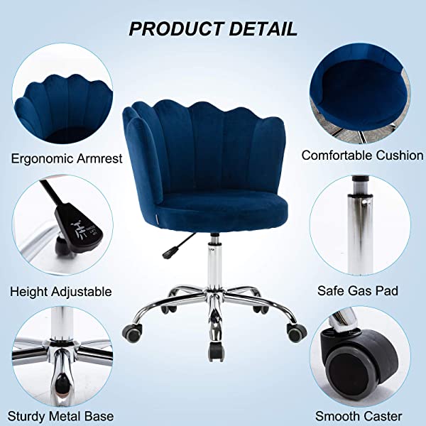 MTFY Modern Home Office Swivel Chair, Shell Desk Chair with Adjustable Height, Upholstered Ergonomic Computer Desk Chair Leisure Task Chair Accent Armchair for Office, Living Room,Bedroom (Beige)