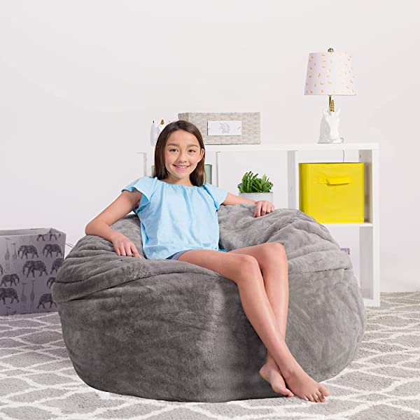 Chill Sack Bean Bag Chair: Giant 5' Memory Foam Furniture Bean Bag - Big Sofa with Soft Micro Fiber Cover - Navy Microsuede - Navy