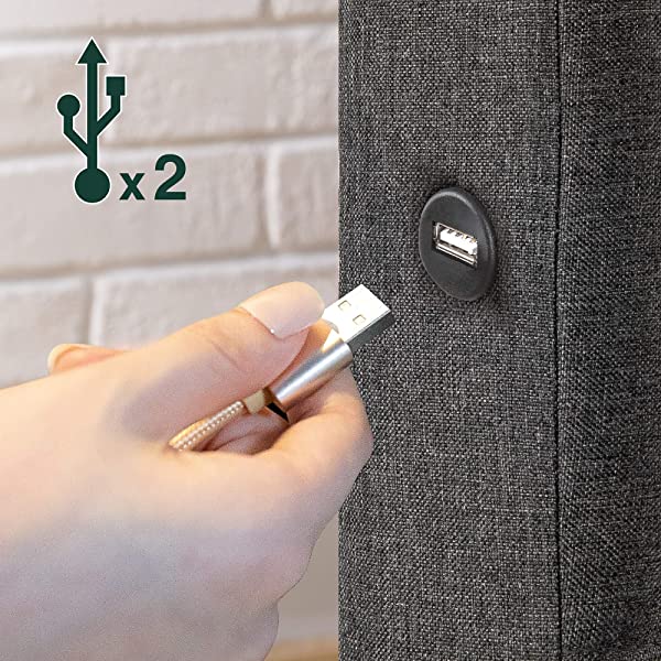 ZINUS Lottie Upholstered Platform Bed Frame / Mattress Foundation / Wood Slat Support / No Box Spring Needed / Easy Assembly, Grey, Queen Grey Queen Standard