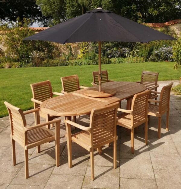 Teak Garden Furniture Set 180 cm Maximus Round Table.