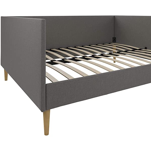 DHP Franklin Mid Century Upholstered Daybed, Sofa Bed, Twin Size Frame, Tan Linen Linen Twin Tan