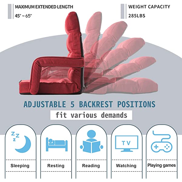 Harper&Bright Designs Folding Lazy Sofa Floor Chaise Lounge Chair Futon with Back Support, Beige