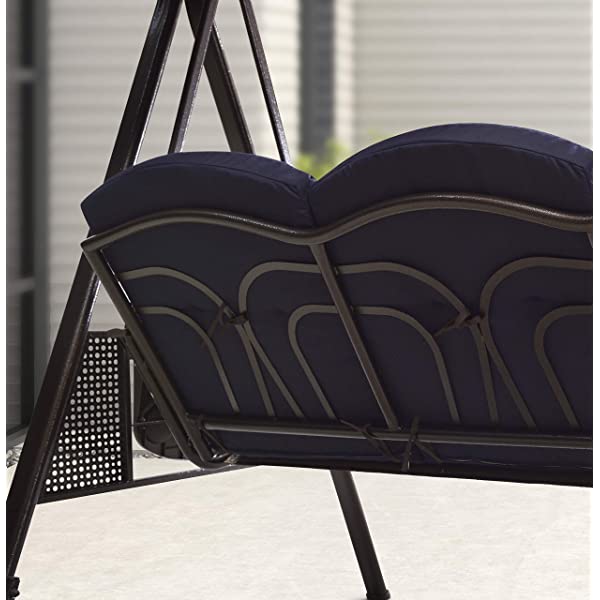 PURPLE LEAF 3-Seat Deluxe Outdoor Patio Porch Swing with Weather Resistant Steel Frame, Adjustable Tilt Canopy, Cushions and Pillow Included, Beige 74.4