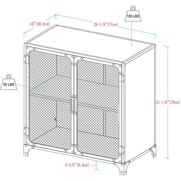 Walker Edison Malcomb Urban Industrial Metal Mesh Double Door Rolling Bar Cabinet, 33 Inch, Rustic Oak Rustic Oak 33 Inch