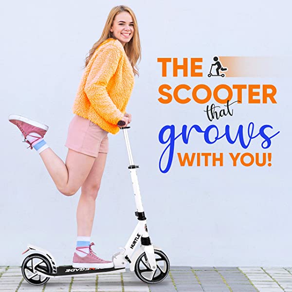 Hurtle Scooter – Scooter for Teenager – Kick Scooter – 2 Wheel Scooter with Adjustable T-Bar Handlebar – Folding Adult Kick Scooter with Alloy Anti-Slip Deck Pink