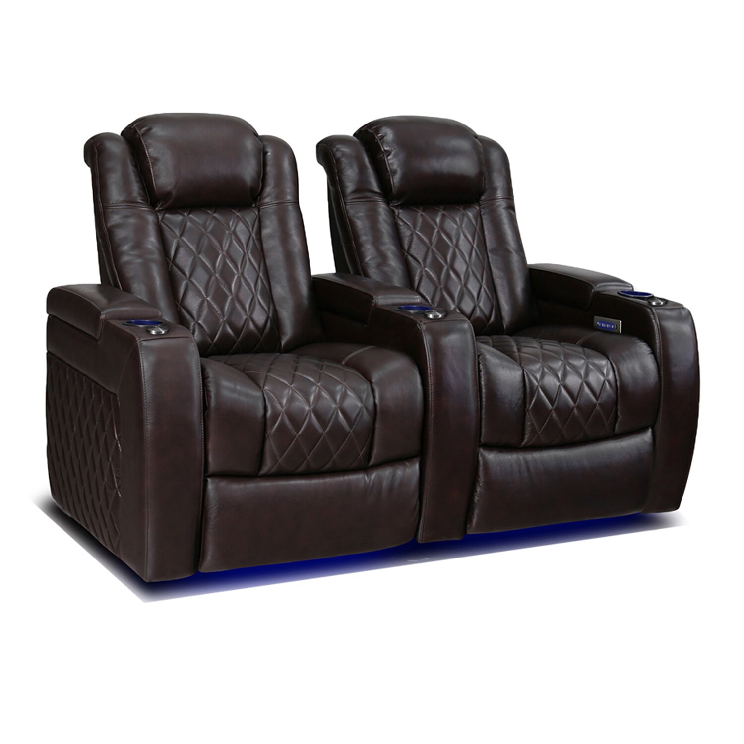 【Furniture】Tuscany 68.25'' Wide Genuine Leather Home Theater Seating with Cup Holder