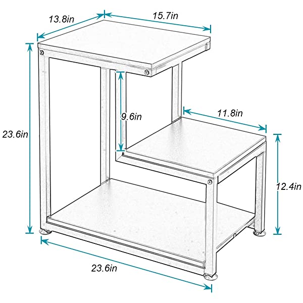 SDHYL Ladder Designed Shelf End Table Bed Table CouchTable, Nightstand Side Table for Bedroom, Flower Shelf for Living Room, Black S7-DX-C00200-BK-US