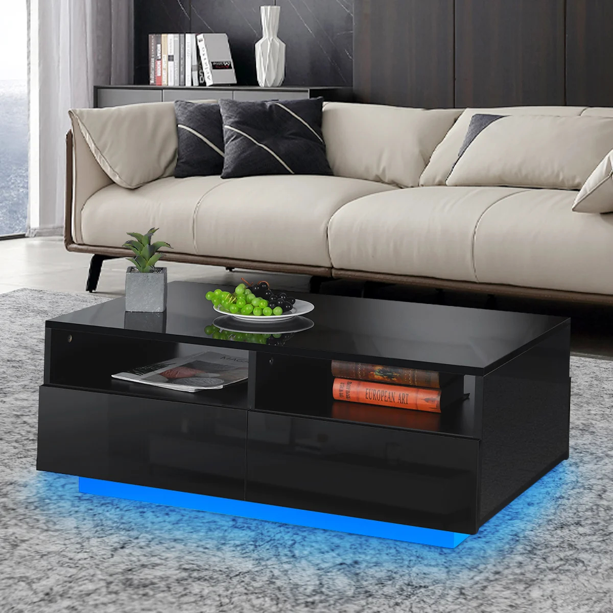 【Furniture】Gastelum Block Coffee Table with Storage