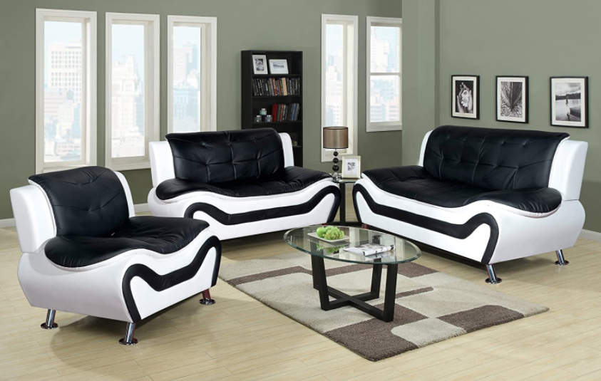 Beverly Fine Furniture 3-piece modern sofa set, black