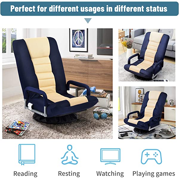 Harper&Bright Designs Folding Lazy Sofa Floor Chaise Lounge Chair Futon with Back Support, Beige