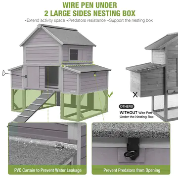 Anyi Chicken Coop with Chicken Run For Up To 10 Chickens