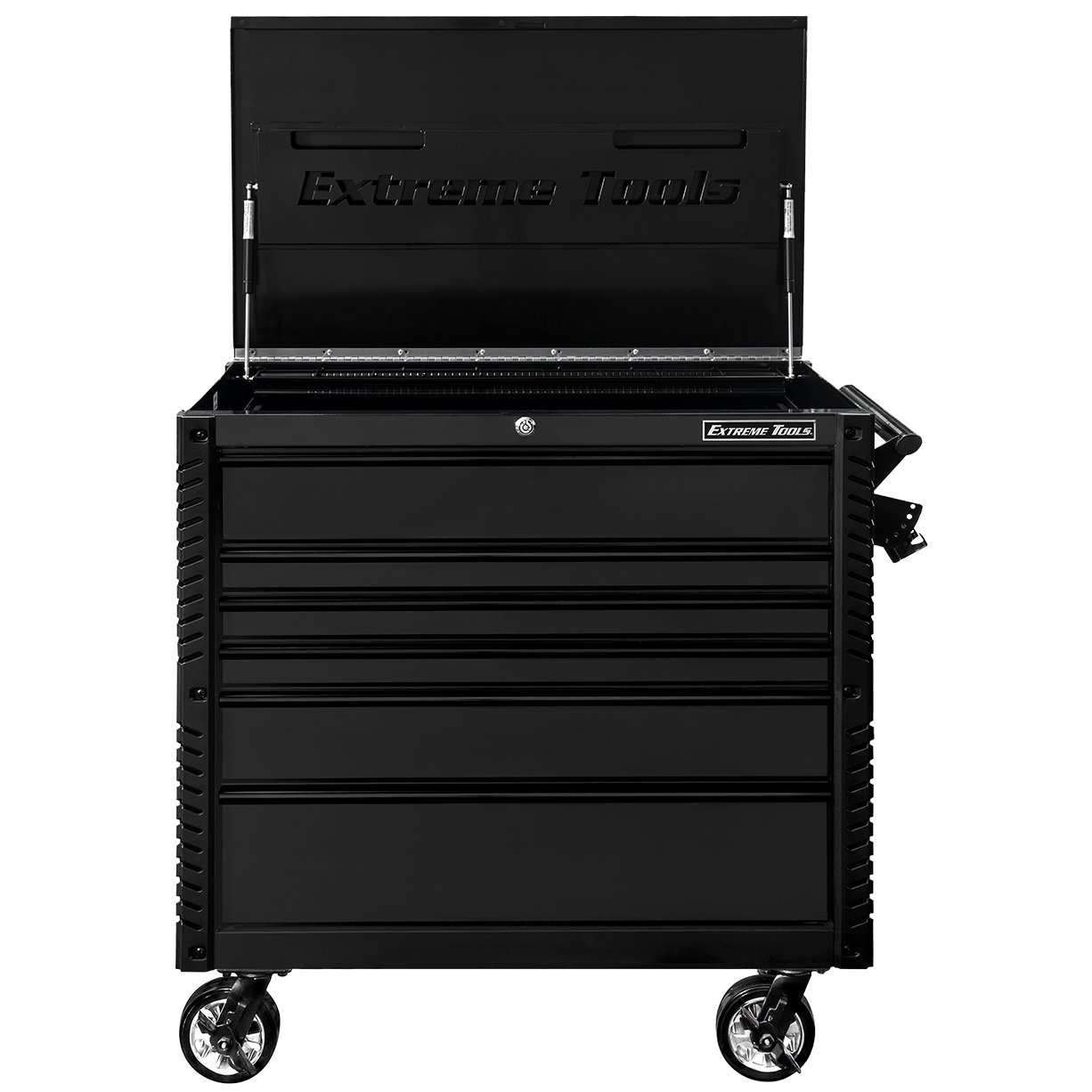 used toolboxExtreme Tools 41 6-Drawer Deluxe Tool Cart with Pry Bar Holders And Flip Top