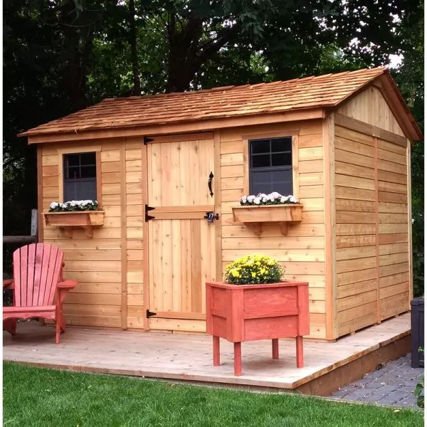 12 feet wide x 8 feet deep wooden storage shed