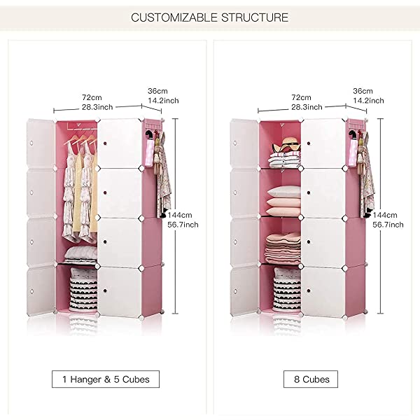 YOZO Cube Storage Organzier Portable Closet Wardrobe Bedroom Dresser (71x14x71 inches) Portable Closet Cube Shelf Armoire Pantry Cabinet, 25 Cubes, Blue 25Cubes Blue