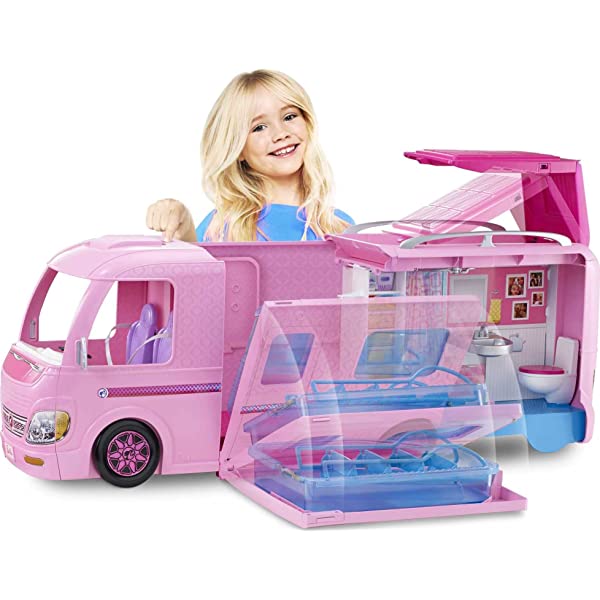 Barbie Camper Pops Out into Play Set with Pool! [Amazon Exclusive] Standard Packaging