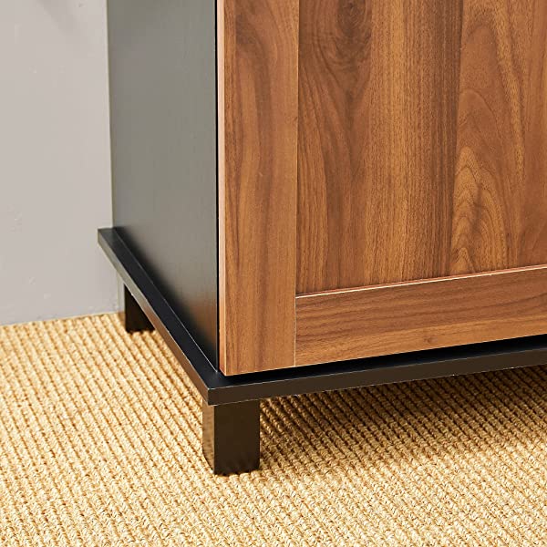 Glitzhome Wood Rustic Wine Cabinet 2-Sections Bar Cabinet with Wine Storage 31.5”L Sideboard Table with Drawers Wood Sideboard with Wine Display for Kitchen Dining Room 2 piece