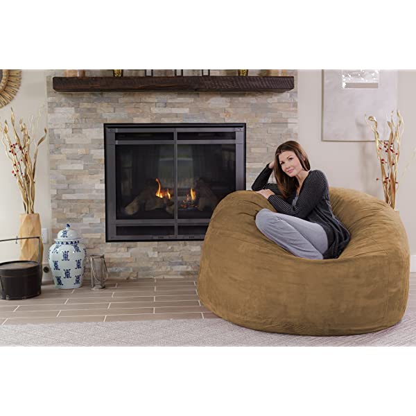 Chill Sack Bean Bag Chair: Giant 5' Memory Foam Furniture Bean Bag - Big Sofa with Soft Micro Fiber Cover - Navy Microsuede - Navy