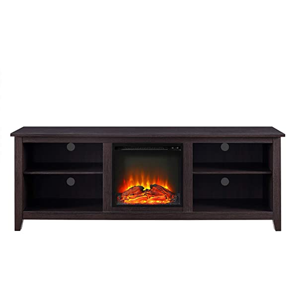 Walker Edison Wren Classic 4 Cubby TV Stand for TVs up to 65 Inches, 58 Inch, Black Black 58 InchTV Stand