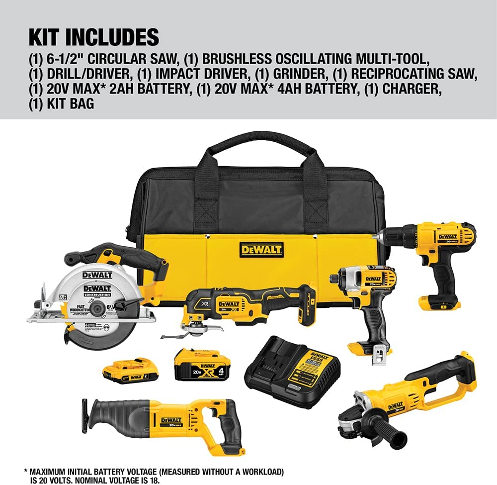 DEWALT 20V MAX Power Tool Combo Kit, 10-Tool Cordless Power Tool Set with 2 Batteries and Charger (DCK1020D2)