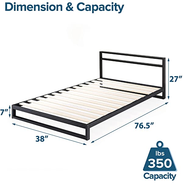ZINUS Trisha Metal Platforma Bed Frame / Wood Slat Support / No Box Spring Needed / Easy Assembly, Full Full Standard Platform Bed Frame