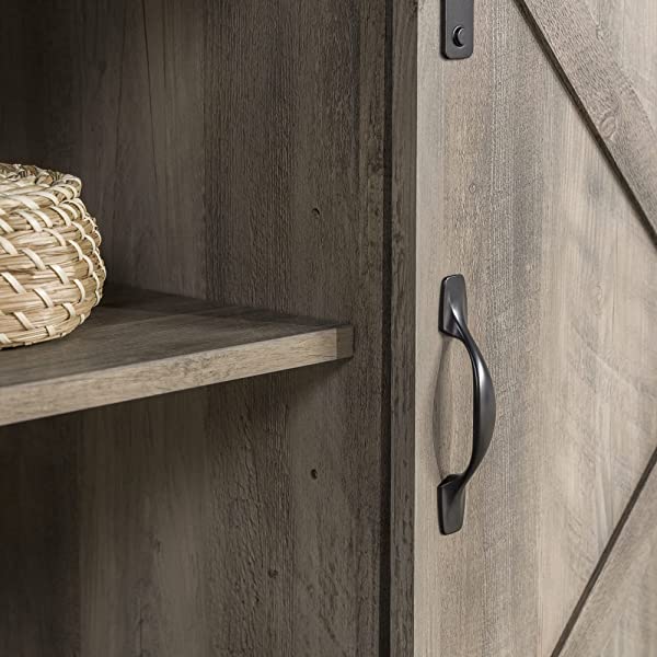 Walker Edison Richmond modern farmhouse sliding barn door TV stand for up to 52 inches, white and rustic oak white without fireplace 52 inches TV