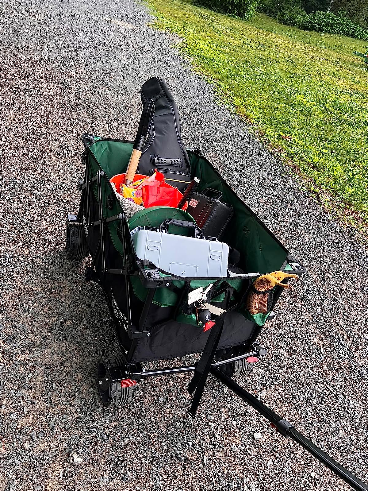 Foldable Practical Folding Four Wheel Vehicle Heavy Duty Foldable ATV Large Capacity Foldable Grocery Cart For Camping Garden Outdoor Fishing Black