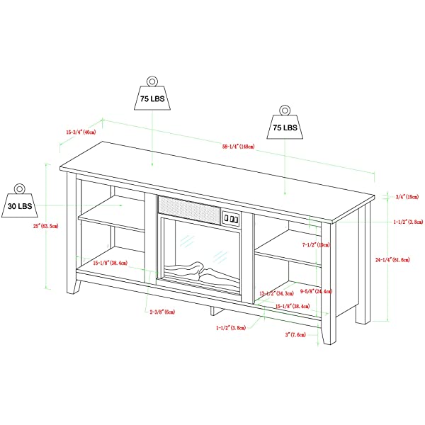 Walker Edison Wren Classic 4 Cubby TV Stand for TVs up to 65 Inches, 58 Inch, Black Black 58 InchTV Stand