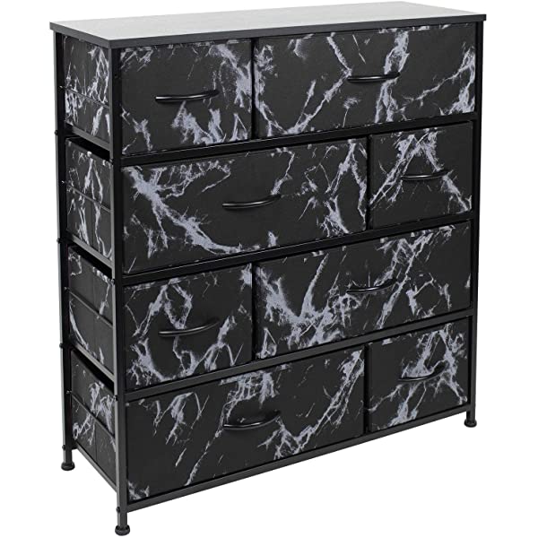 Sorbus Dresser with 8 Drawers - Furniture Storage Chest Tower Unit for Bedroom, Hallway, Closet, Office Organization - Steel Frame, Wood Top, Easy Pull Fabric Bins (White)